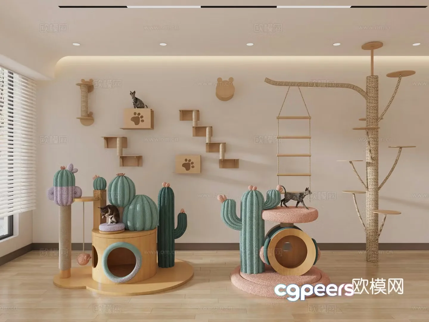 Cat House Cat House Creative Cat House Cat Crawler Cactus Cartoon Cat House Cat Scratch Board 3D Model