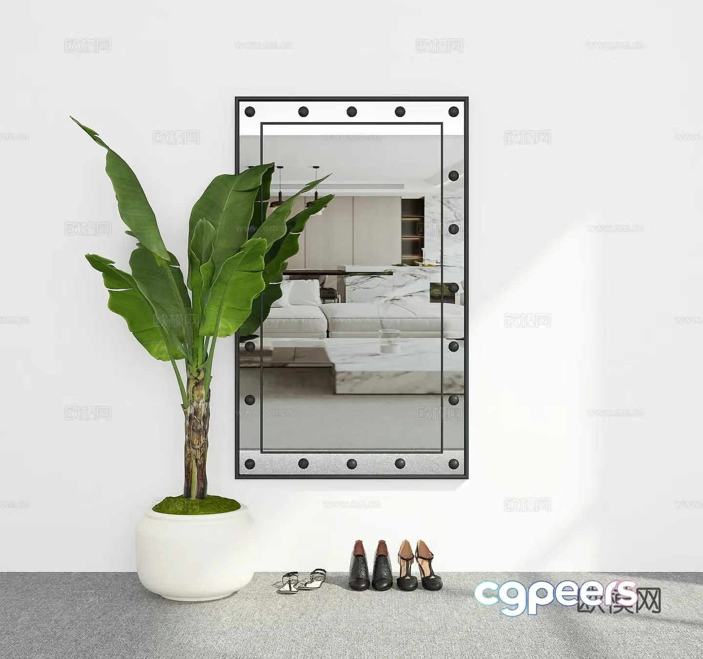 Modern hanging mirror 3d model