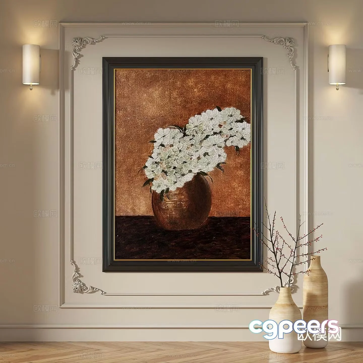 French hanging paintings retro oil paintings European murals classical decorative paintings abstract paintings decorative paintings 3D model
