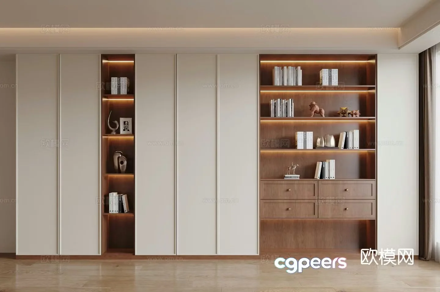 3D model of medieval style bookcase