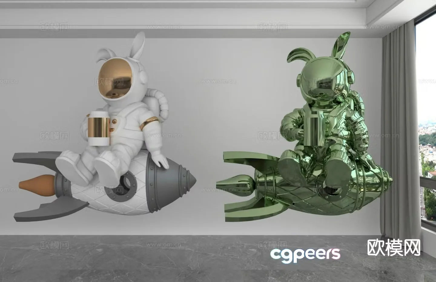 Modern color laser astronaut trendy ornament 3D model