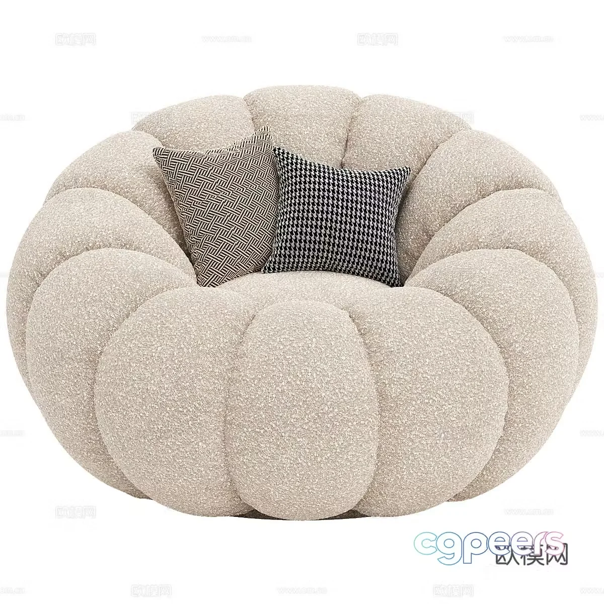 Modern cream style casual sofa 3d model
