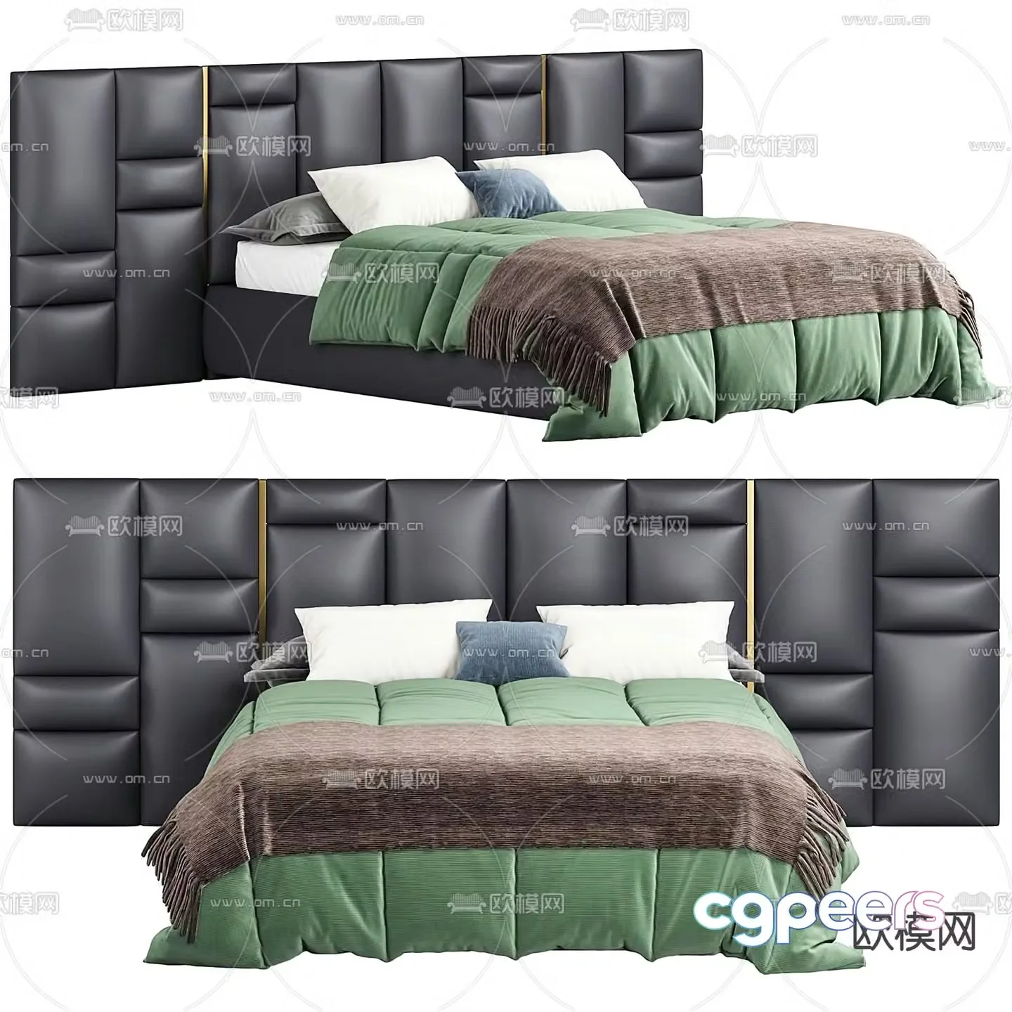 Modern double bed 3d model
