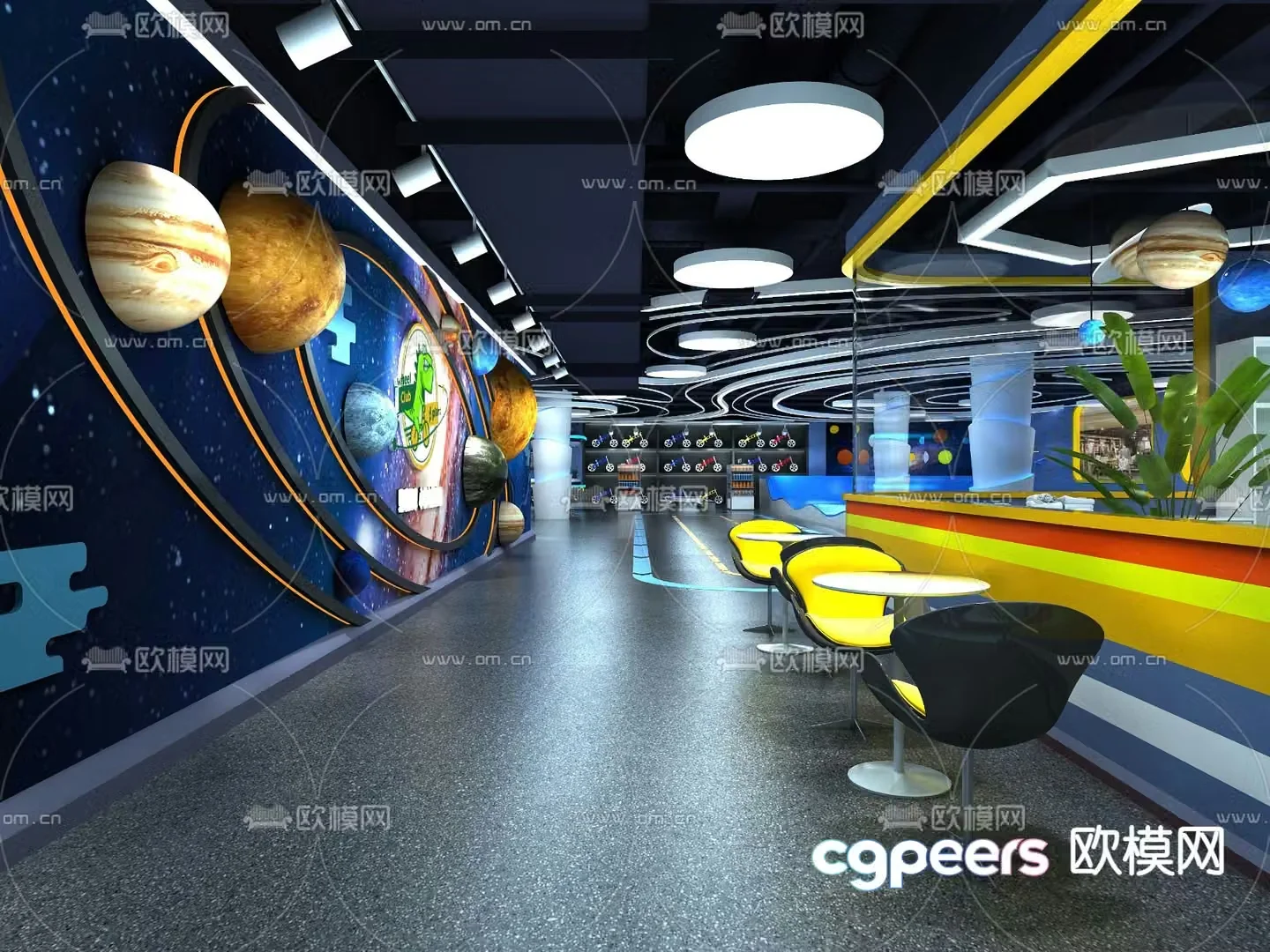Planet Theme Balance Car Experience Hall 3D Model