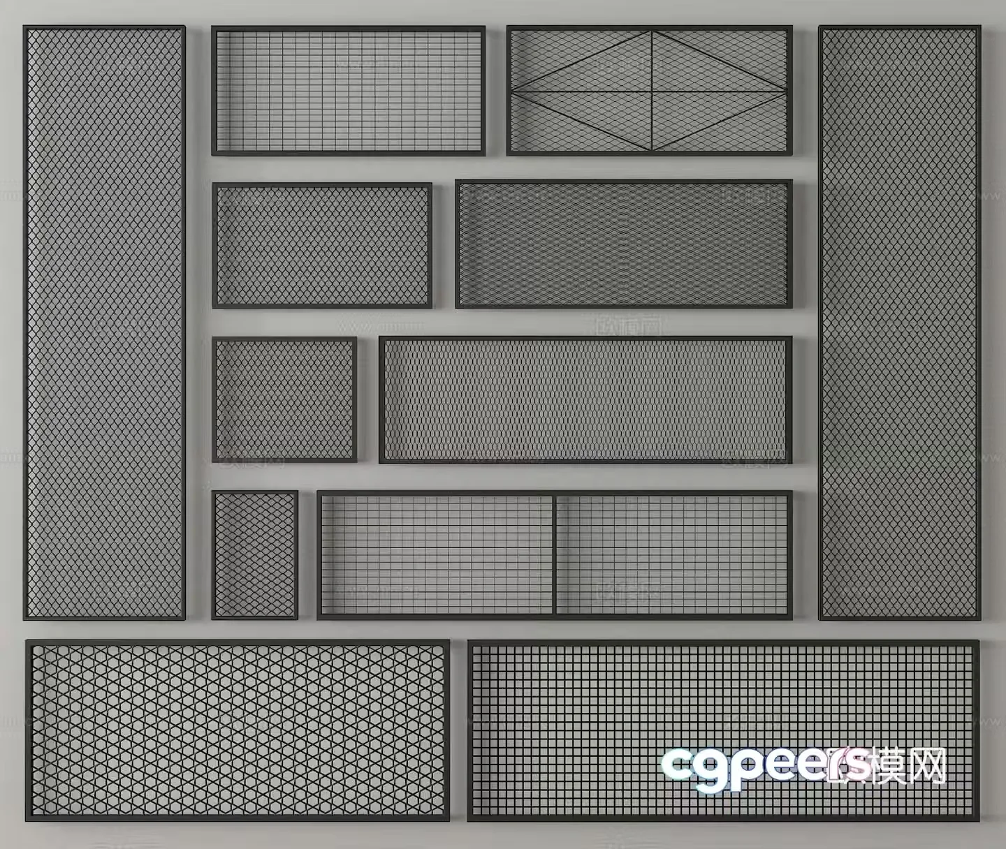 Barbed wire guardrail anti-theft net 3d model