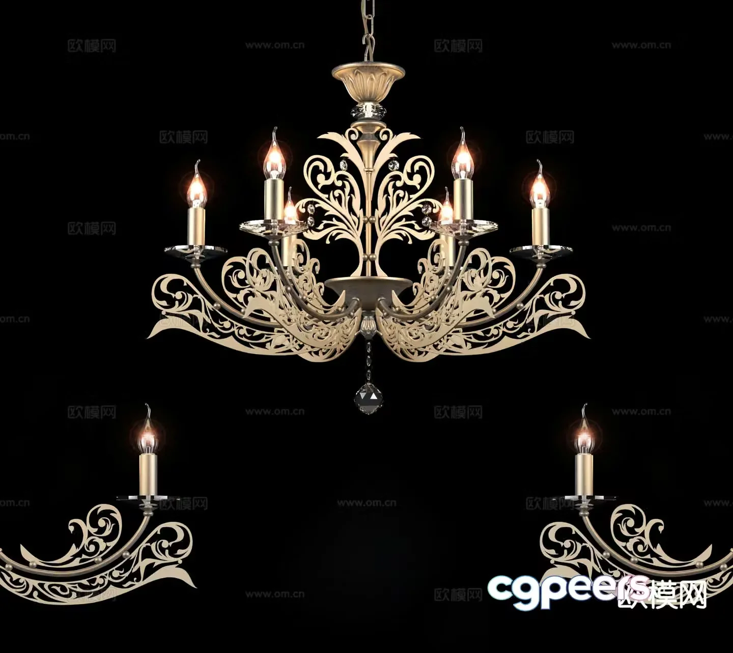 European style chandelier candlestick chandelier 3d model