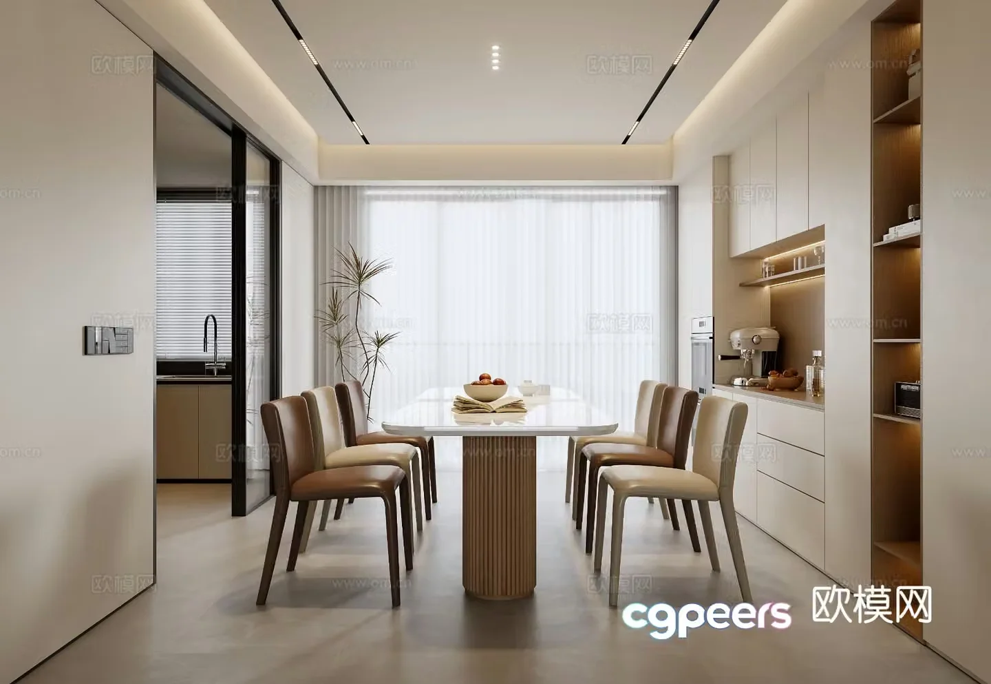 Cream style restaurant 3d model