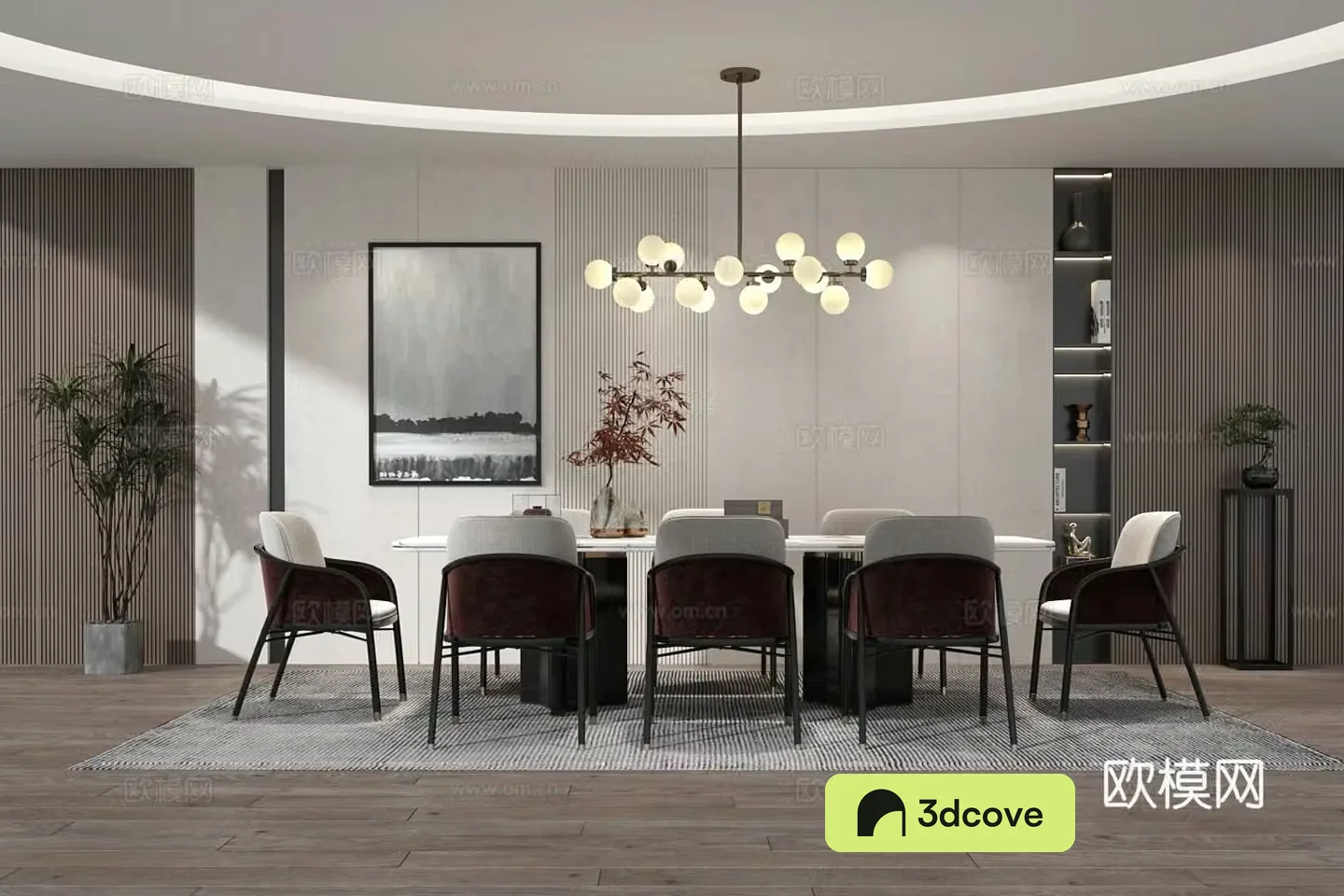 Modern dining table and chair chandeliers combination Restaurant ornaments combination Restaurant chandeliers