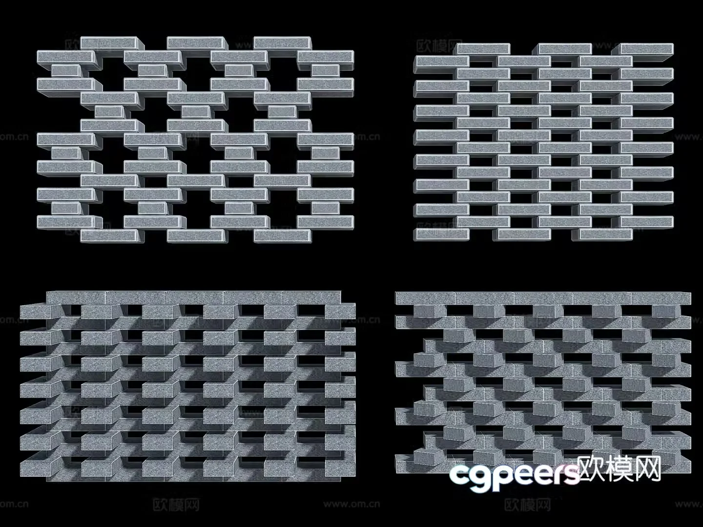 Modern blue brick partition Hollow blue brick wall Blue brick decorative wall Creative blue brick wall Hollow brick wall 3D model