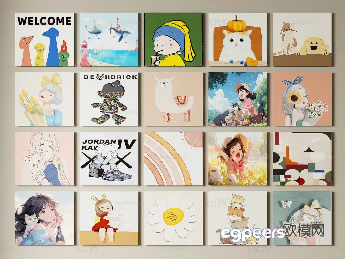 Modern decorative painting children’s decorative painting cartoon hanging painting 3D model