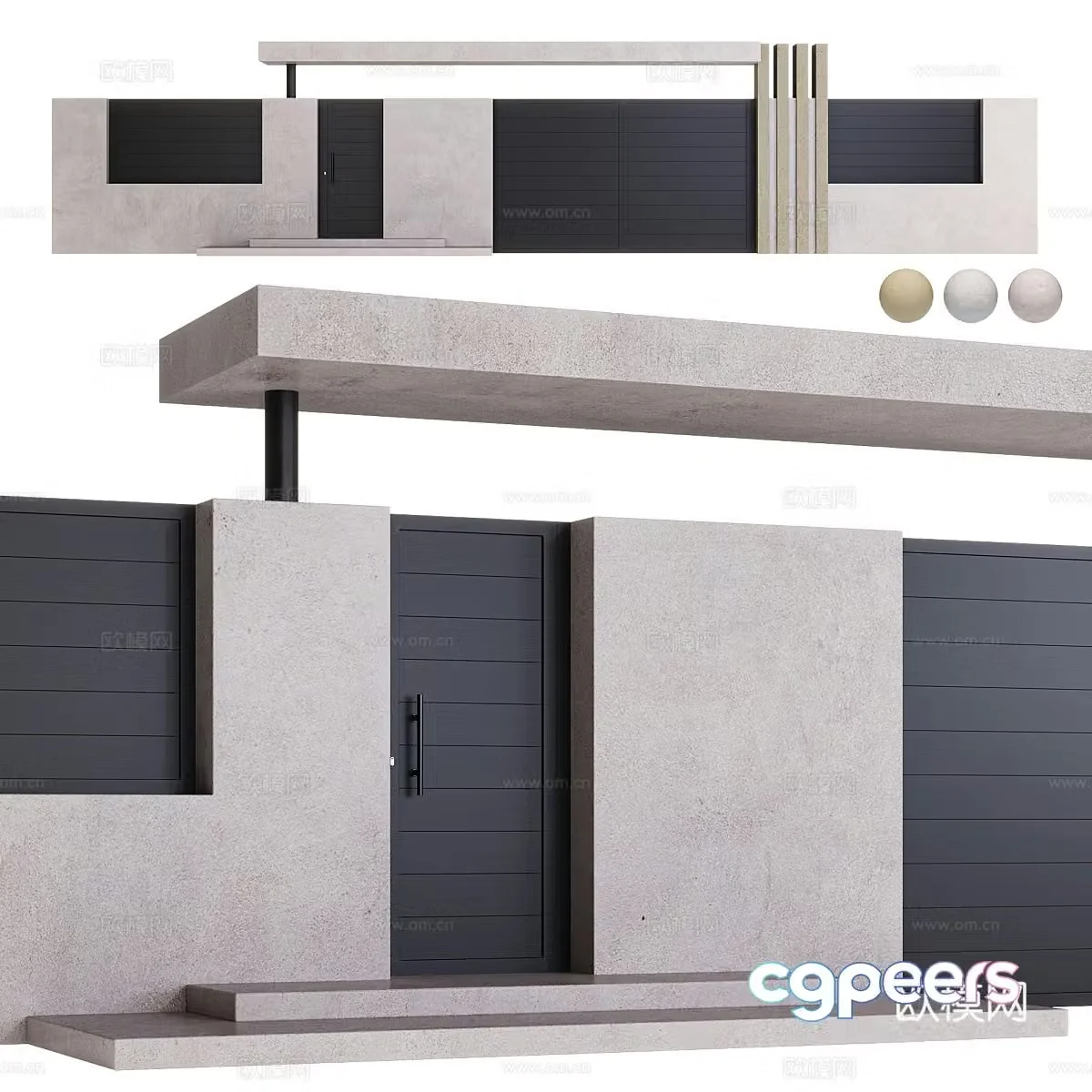 Modern Italian minimalist fence fence fence 3d model