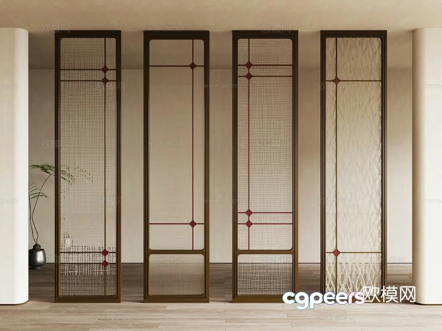 Modern light luxury screen Metal screen Screen Glass screen Wire-clamped glass screen 3d model
