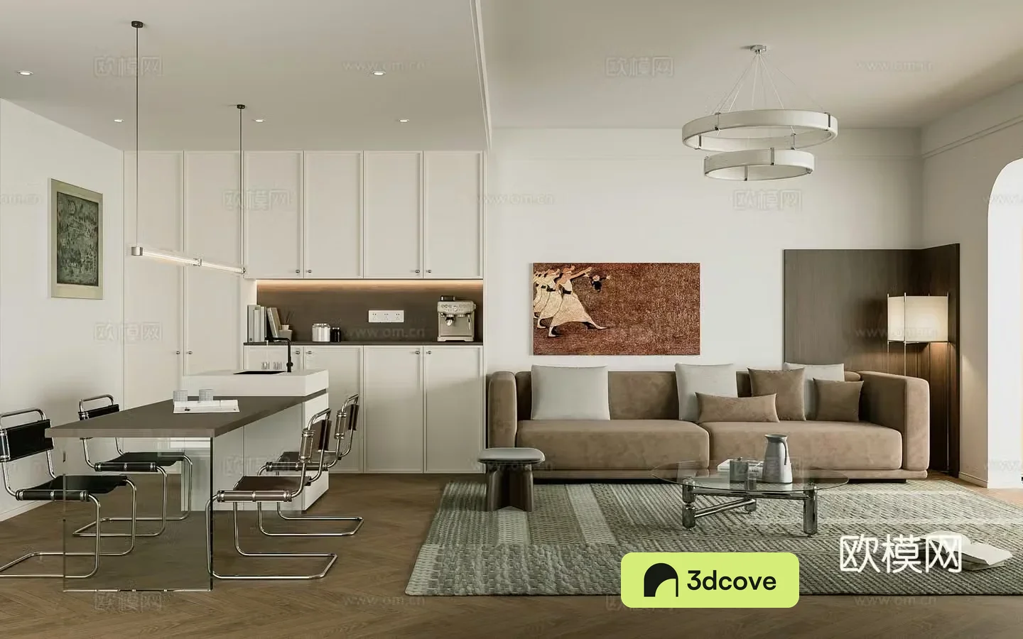 Modern simple living restaurant vertical hall bar dining table pocket door hard decoration cat climbing frame