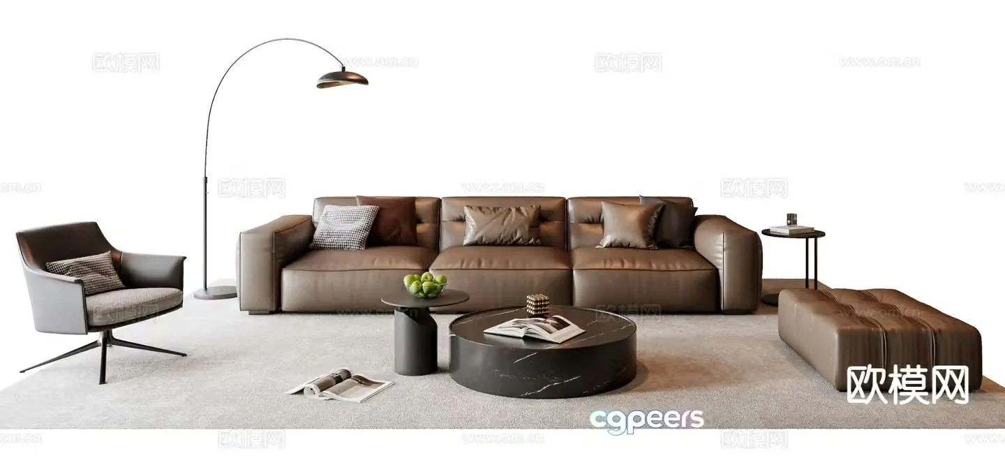 Italian sofa coffee table modular sofa 3d model