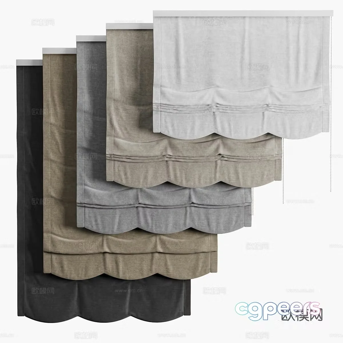 New Chinese Roman curtain 3D model