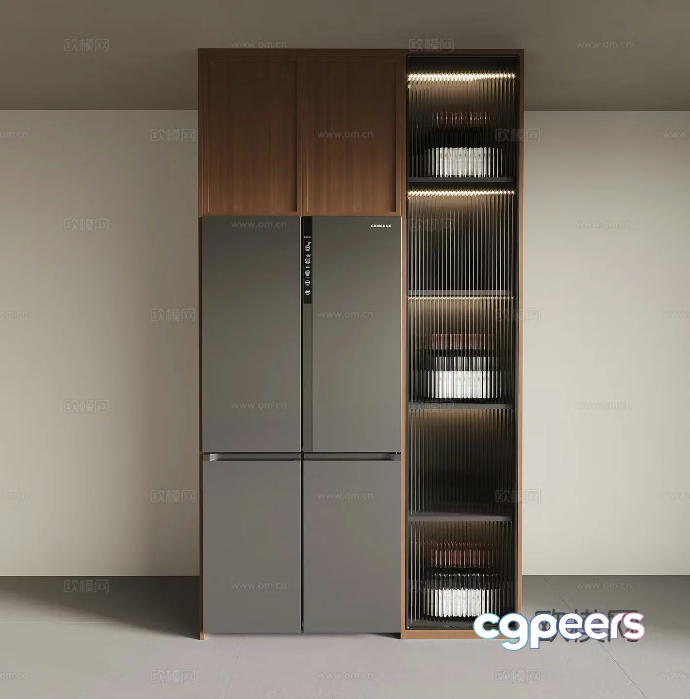Middle-aged refrigerator wine cabinet refrigerator cabinet 3d model