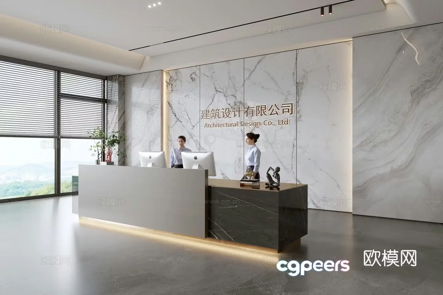 Company front desk reception 3d model