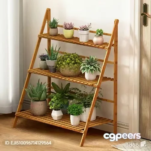 Wooden Plant Stand 3D Model – 4537 – VRAY Render