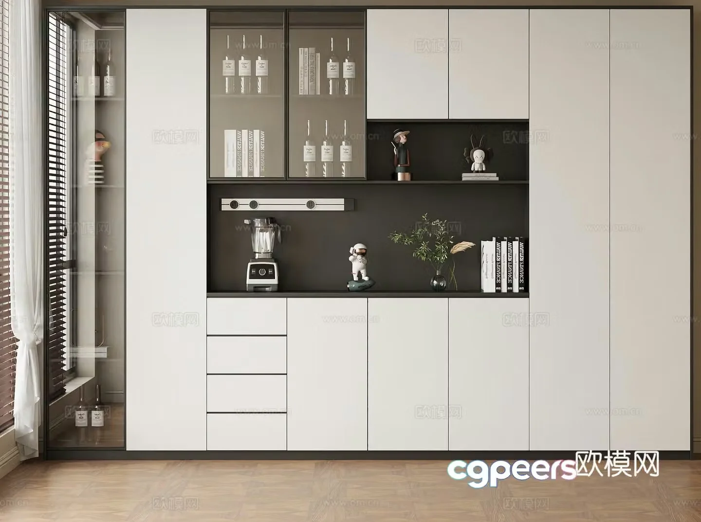 Modern wine cabinet glass wine cabinet finished wine cabinet bar wine cabinet 3D model