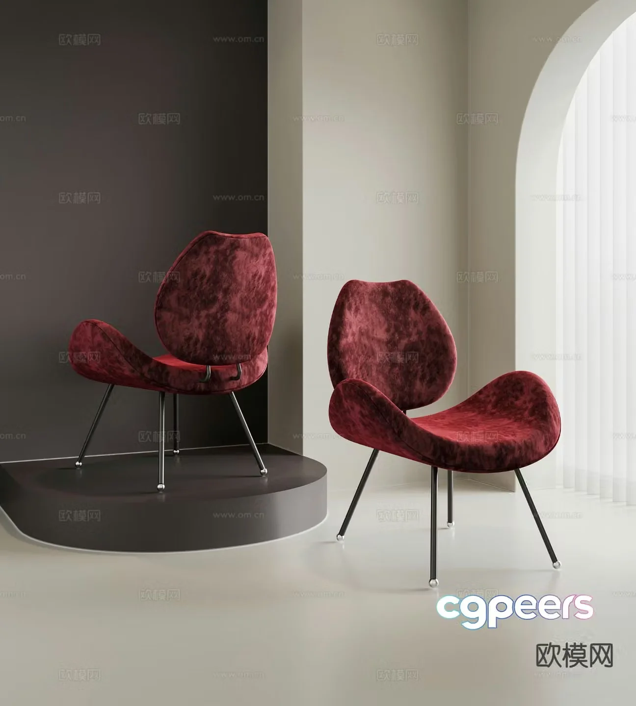 Modern leisure chair dining chair single chair chair 3d model