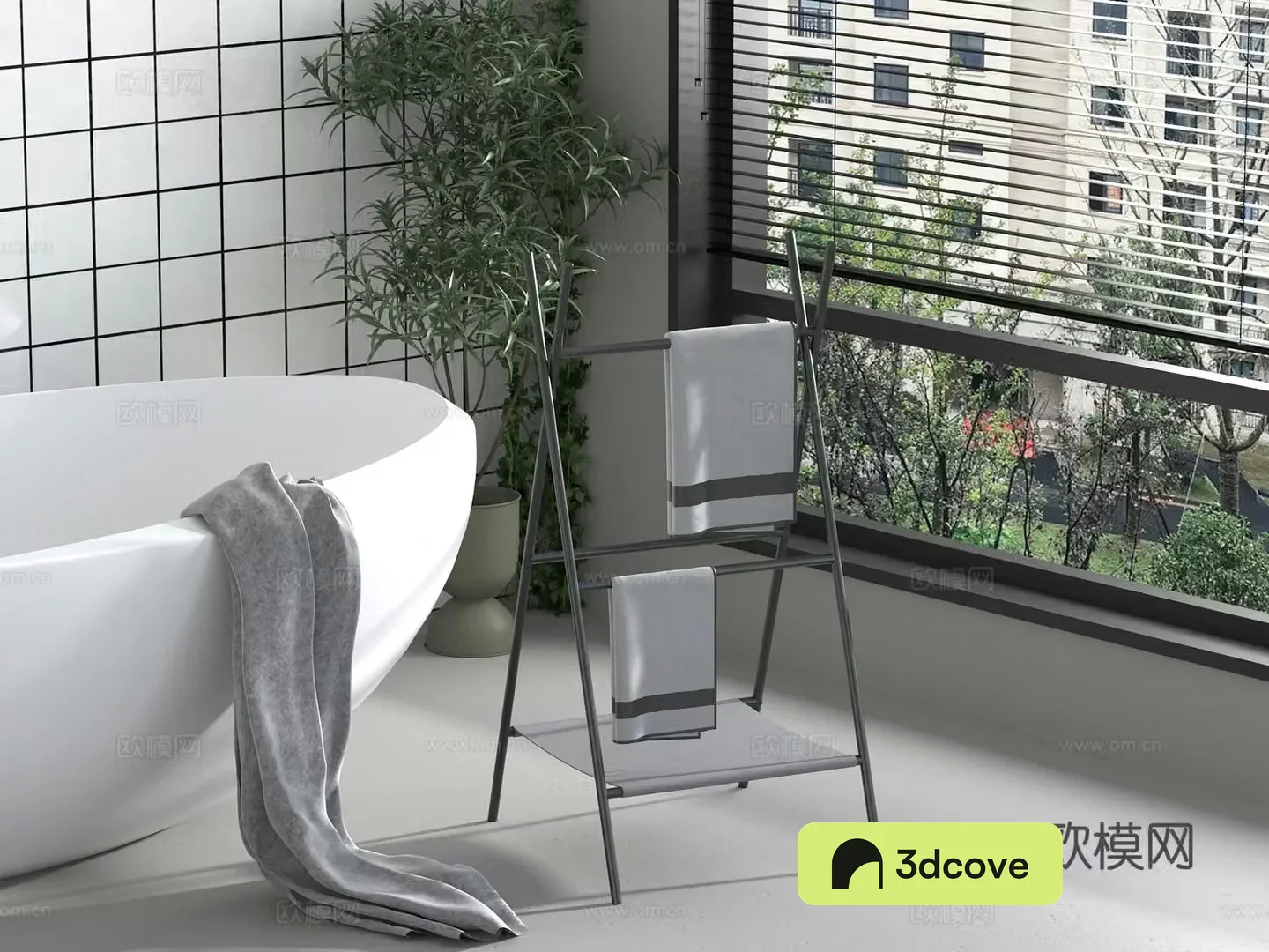 Modern bathroom towel rack Bathtub