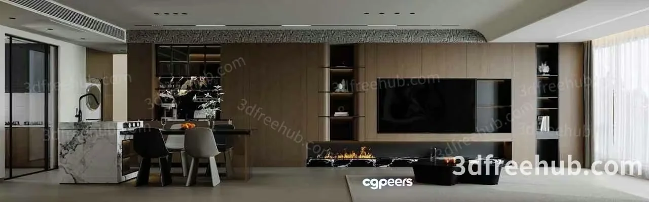 Modern Living Room 3D Model – 20112 – VRAY Render