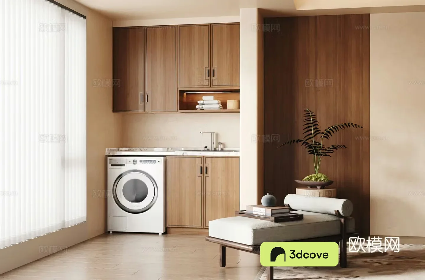 New Chinese style balcony washing machine cabinet storage cabinet bathroom cabinet