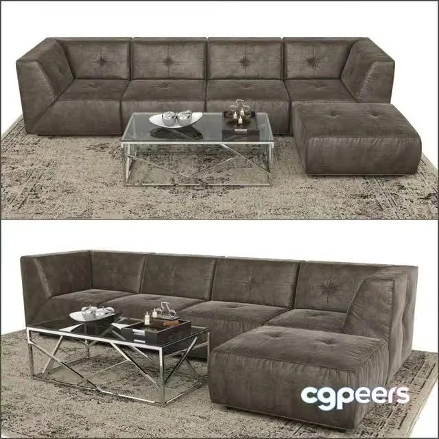3ds Max Free – Divani Casa Sectional Sofa and Ottoman