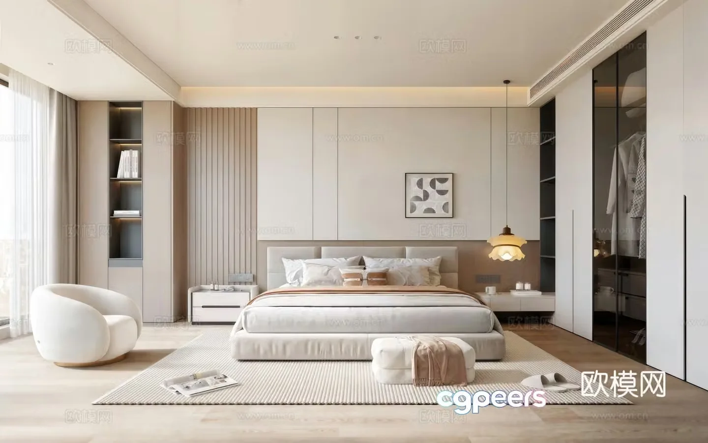 Modern bedroom Double bed 3d model