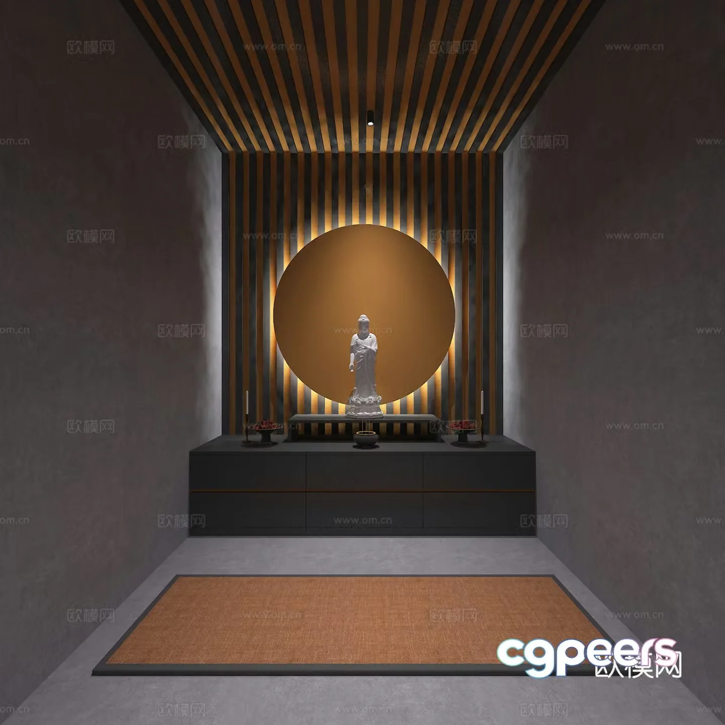 New Chinese Buddhist Hall 3D Model