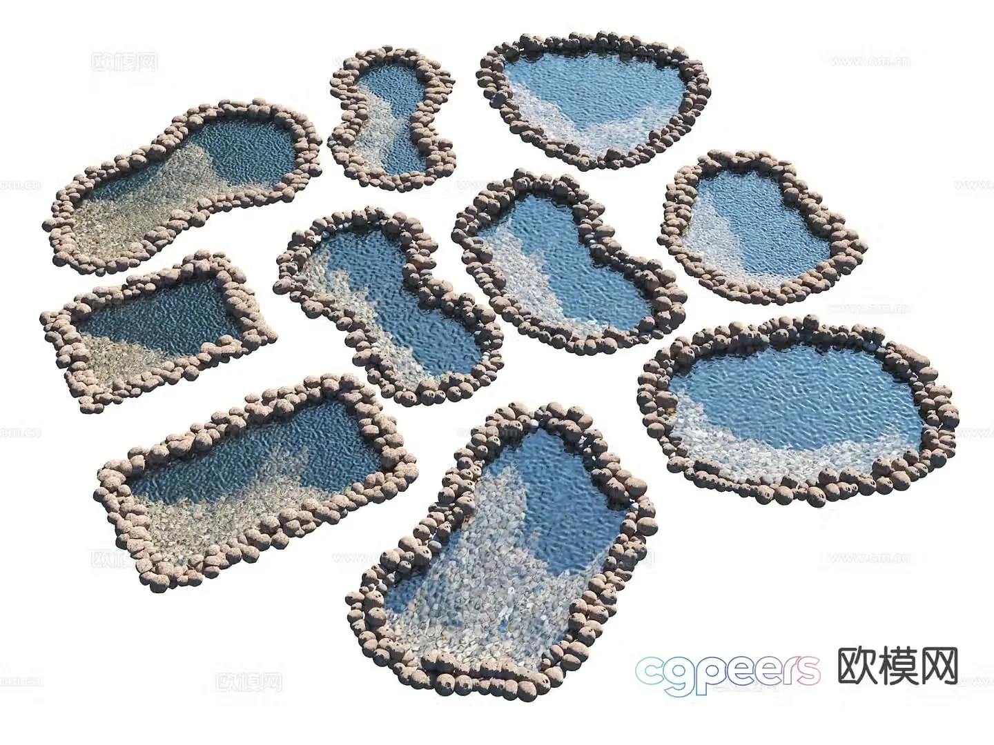 Ecological fish pond fish pond lotus pond pond 3d model