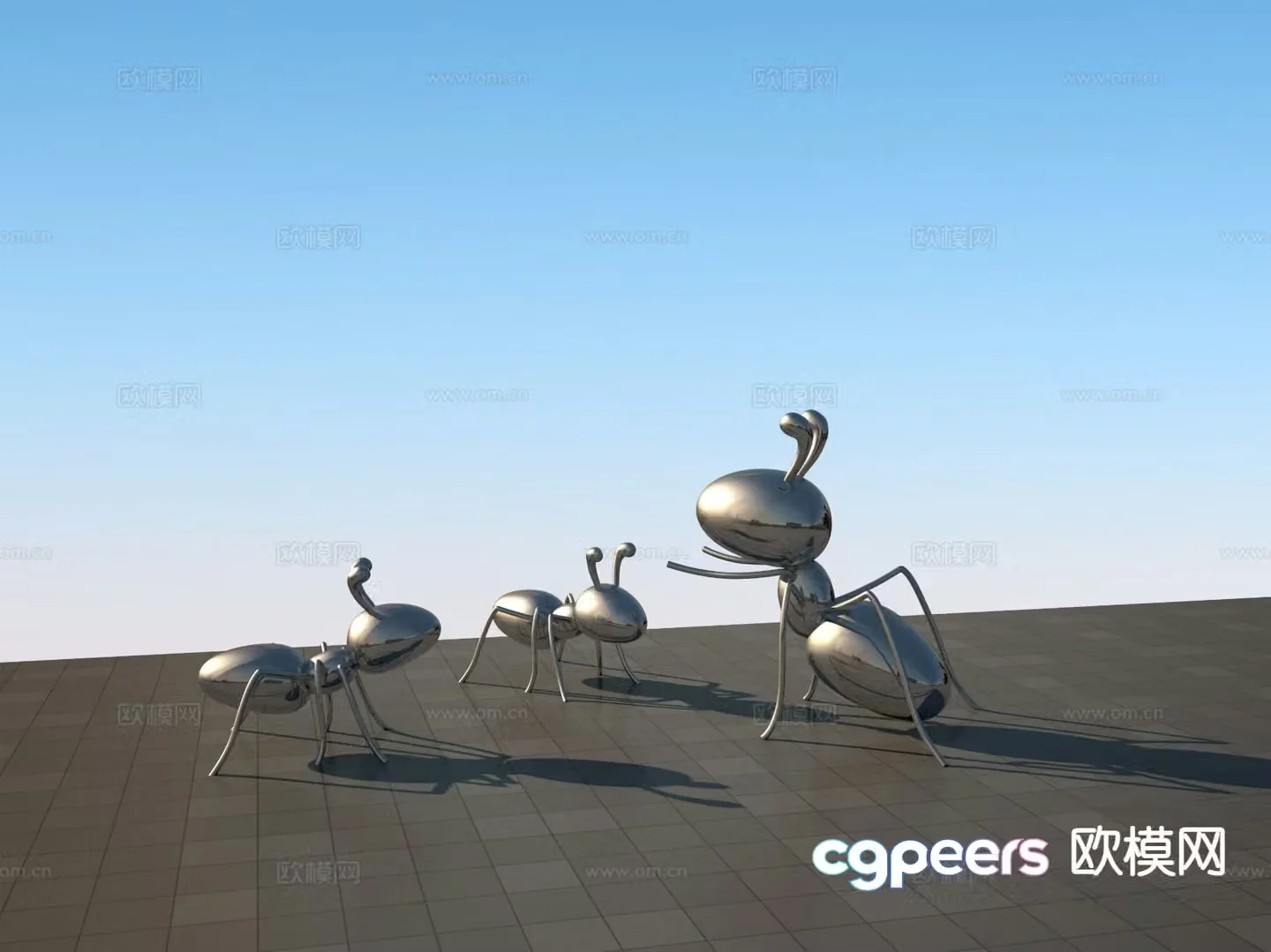 Stainless steel ant sculpture 3d model