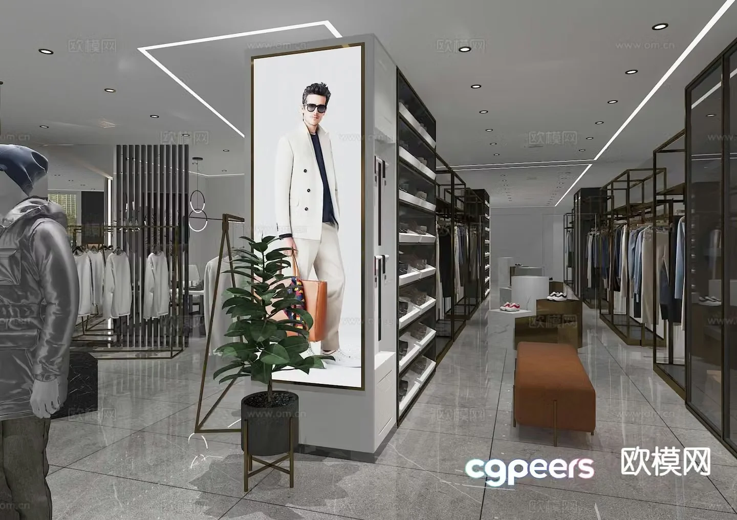 Modern clothing store men’s clothing store 3d model