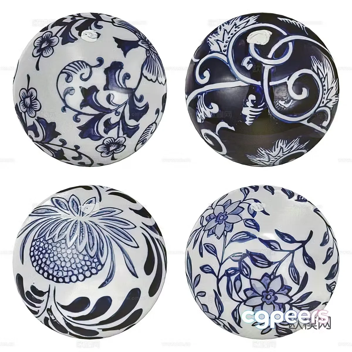 New Chinese blue and white porcelain ceramic material 3D model