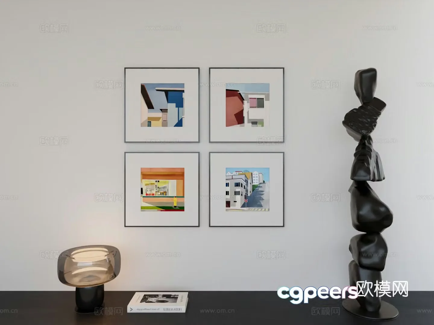Modern minimalist hanging painting Bauhaus minimalist array hanging painting 3D model