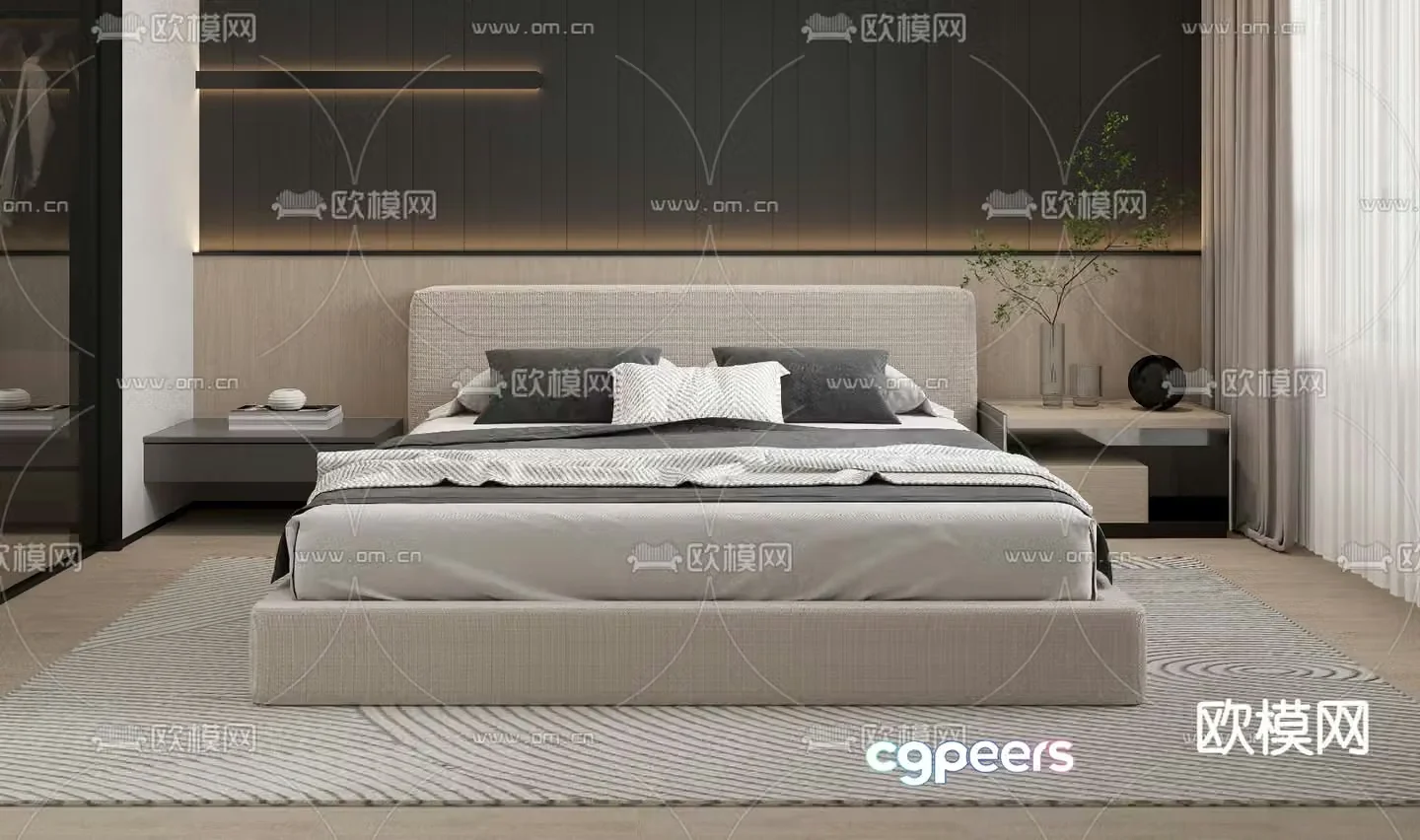 Modern double bed 3d model