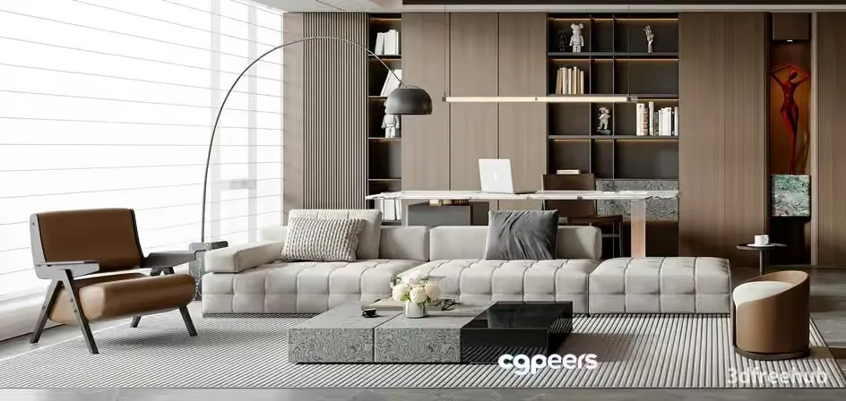 Modern Living Room 3D Model – 23532 – VRAY Render