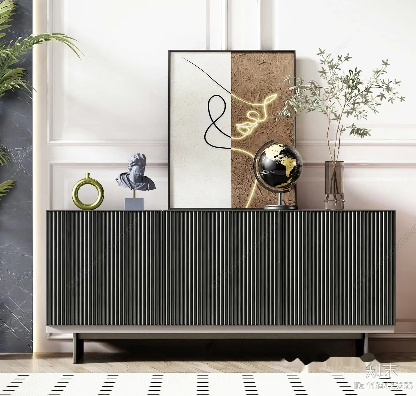 Modern Black Credenza 3D Model – 1021 – VRAY Render