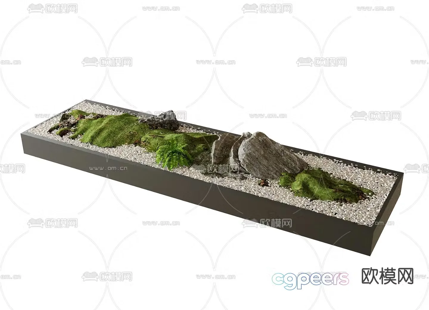 Landscape sketches moss and green plants landscape stone 3D model