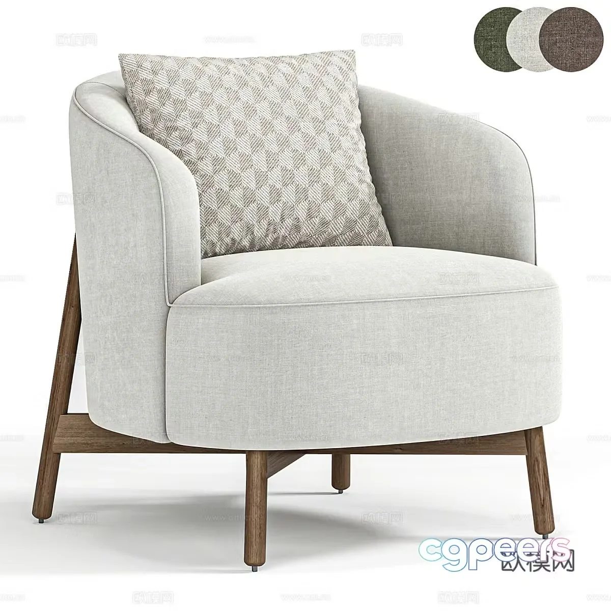 New Chinese style fabric armchair 3D model