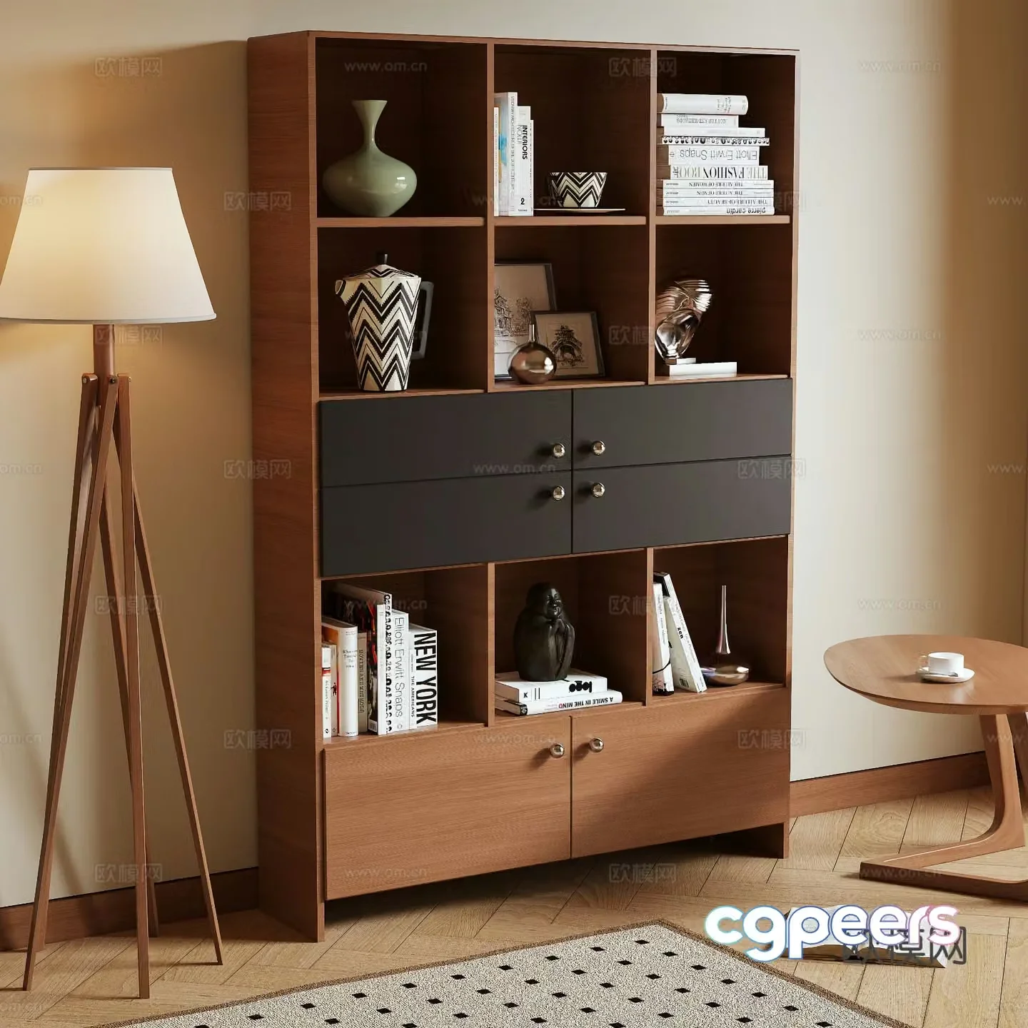 Middle-aged bookcase locker 3d model