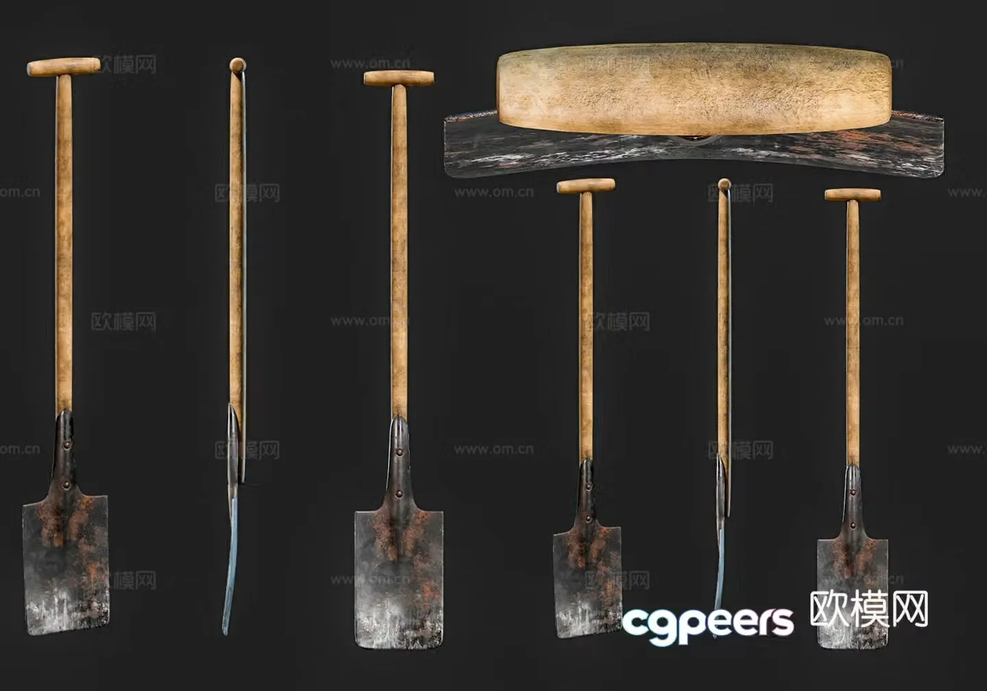 Retro shovel Rusty shovel Vintage farm tools shovel ornaments Old tools Hardware tools 3d model