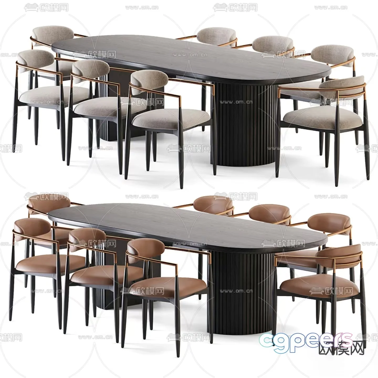 Modern Dining Table Set 3D Model – 1932 – VRAY Render