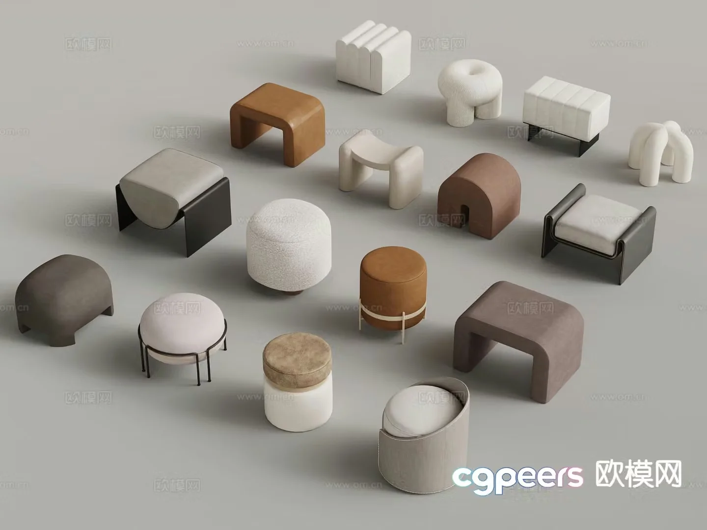 Modern stool sofa stool shoe changing stool 3D model