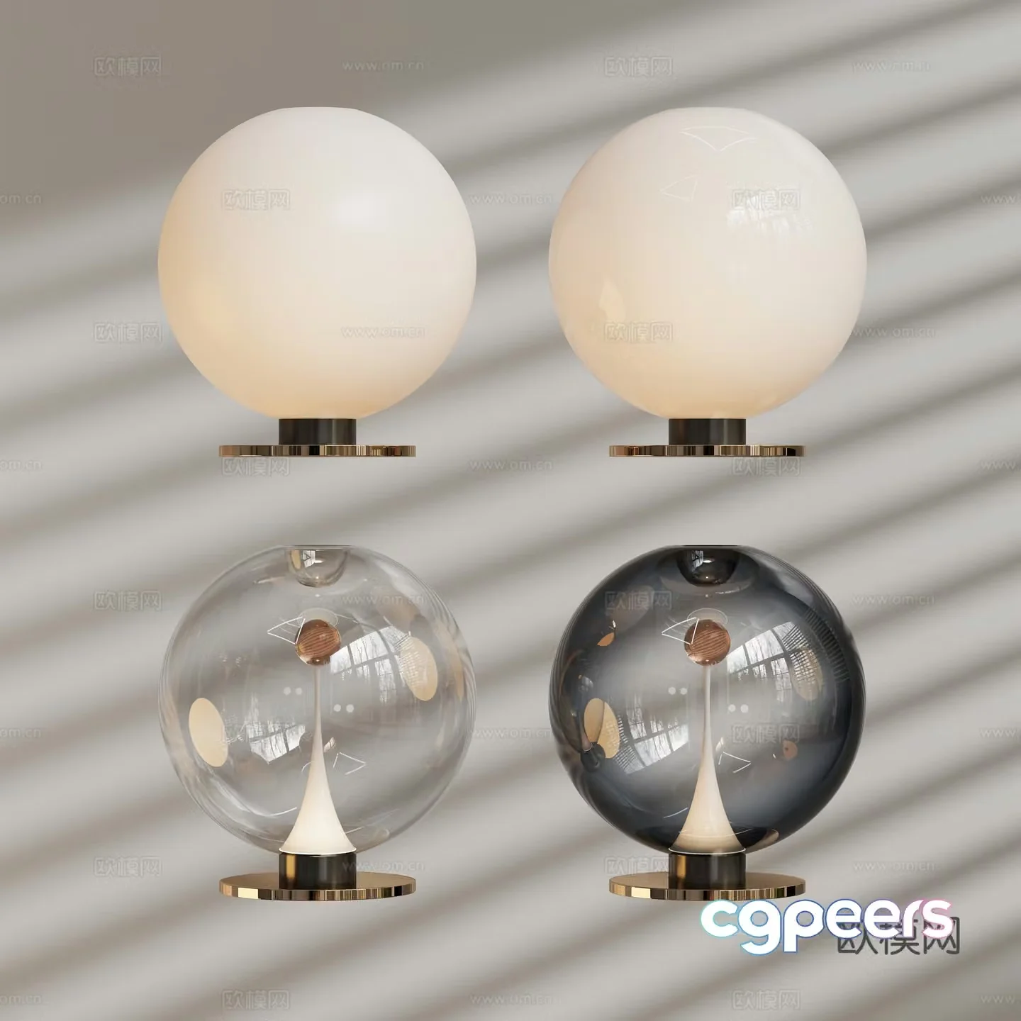 Modern glass spherical table lamp 3d model