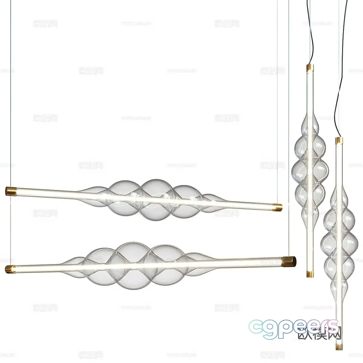 Modern glass chandelier 3d model