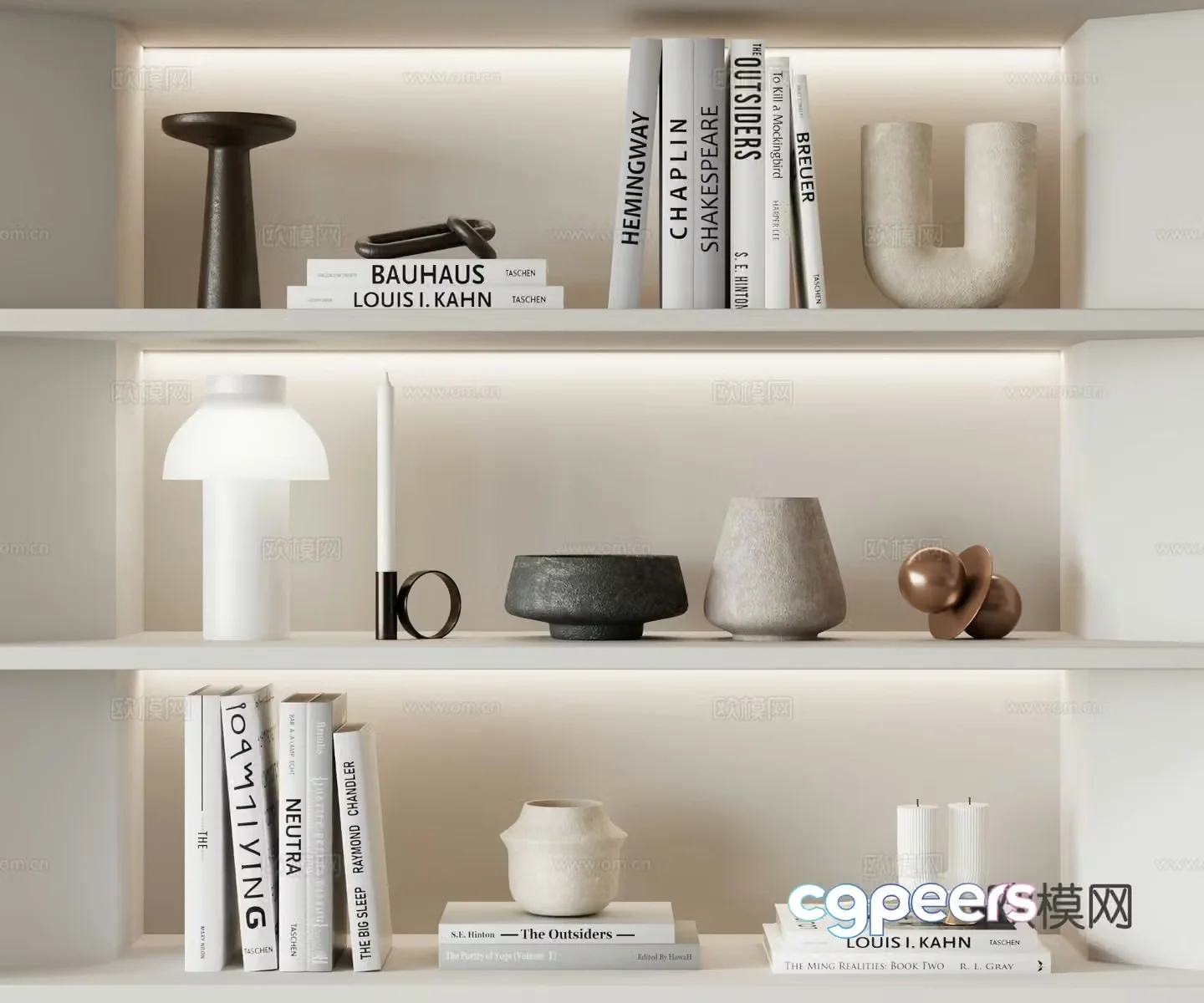 Modern decorations ornaments books desk lamp 3d model