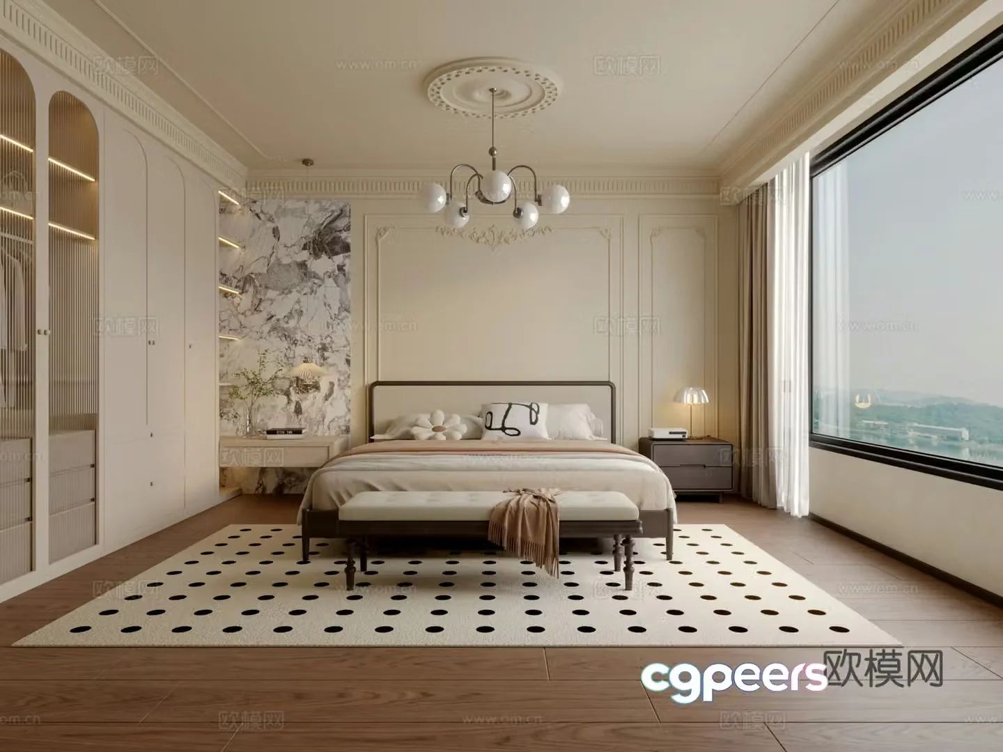 French retro bedroom 3d model