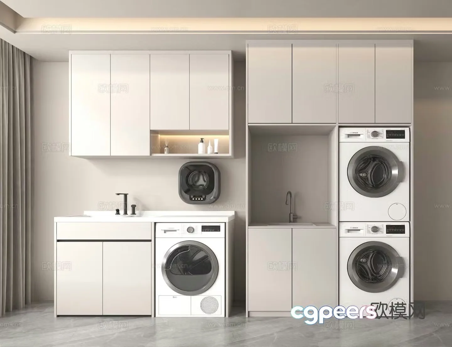 Modern washing machine cabinet balcony cabinet 3d model