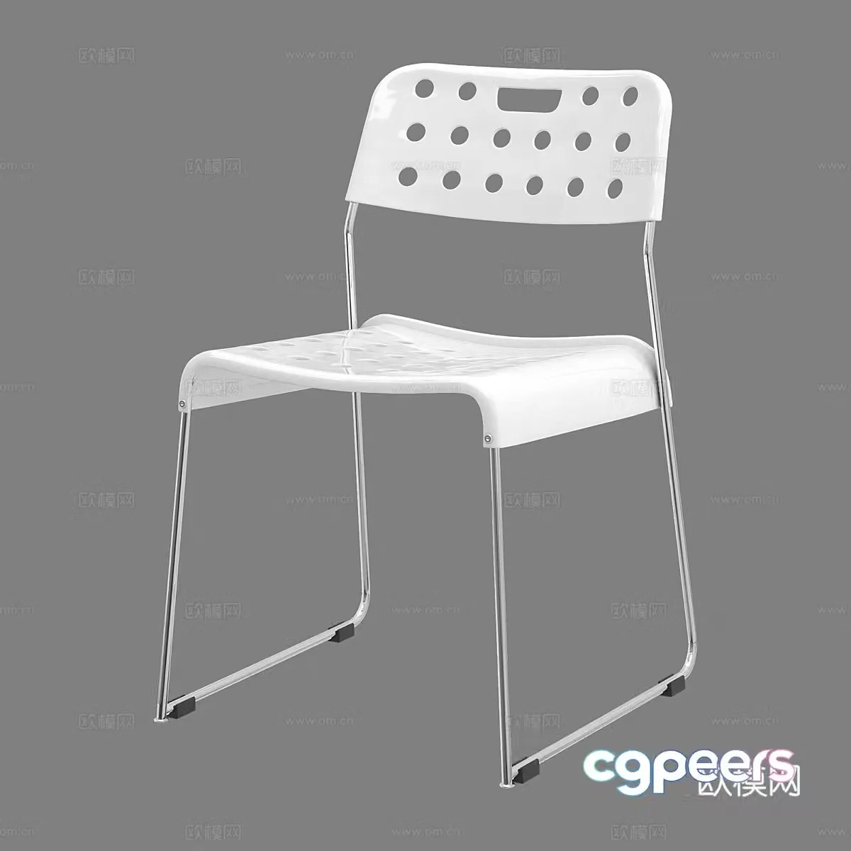 Modern plastic chair dining chair simple chair 3D model